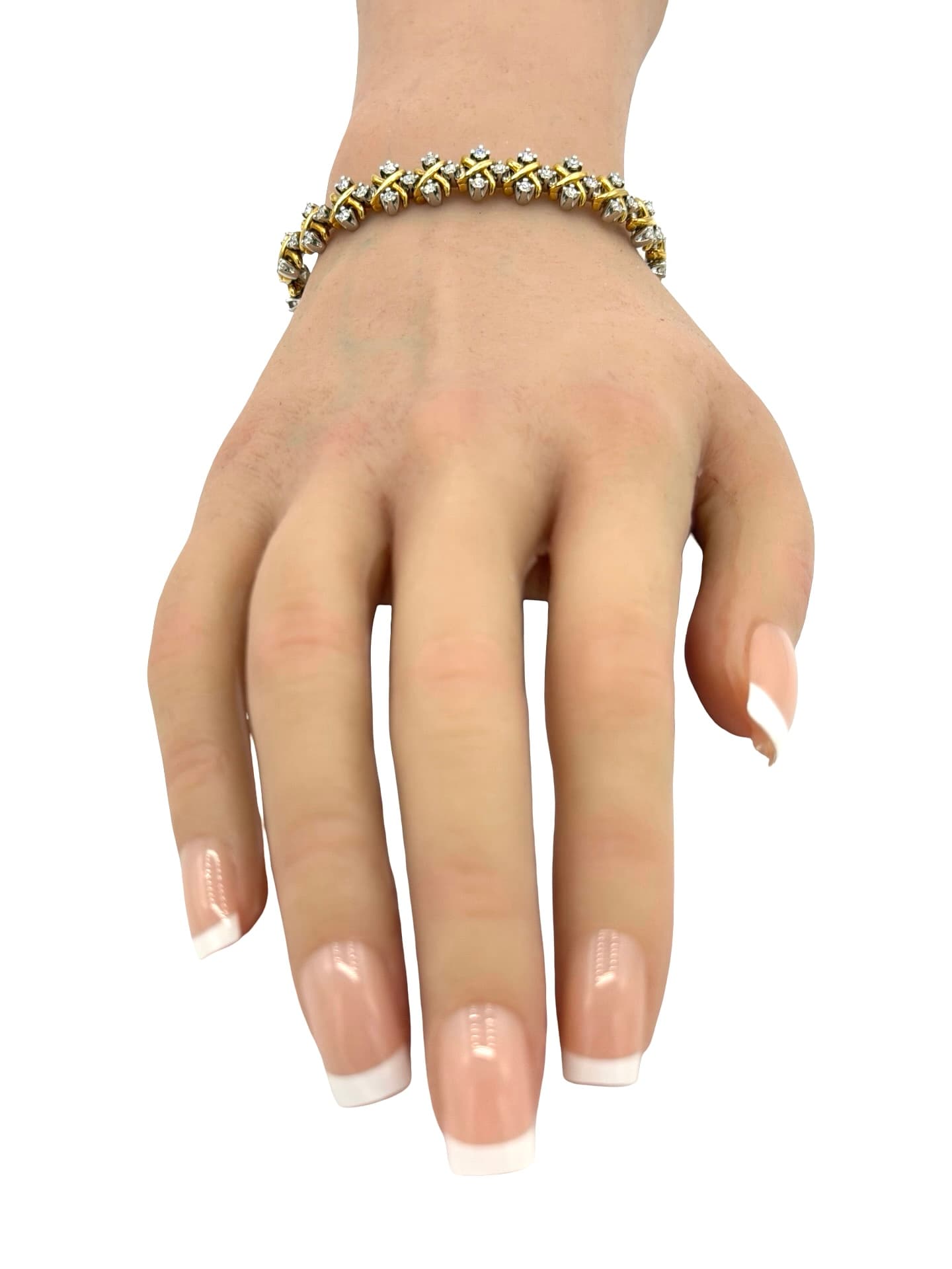 Tiffany & Co. Schlumberger Diamond Gold & Platinum X Bracelet - thumbnail 6