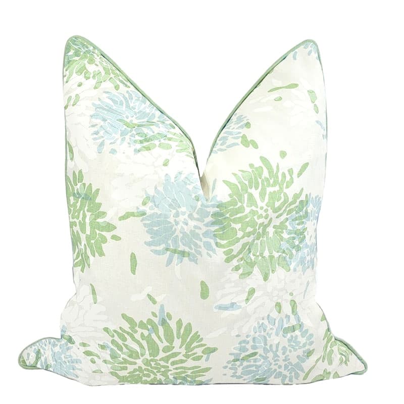 BISCAYNE COLLECTION CHRYSANTHEMUM PILLOW / GREEN – SKY