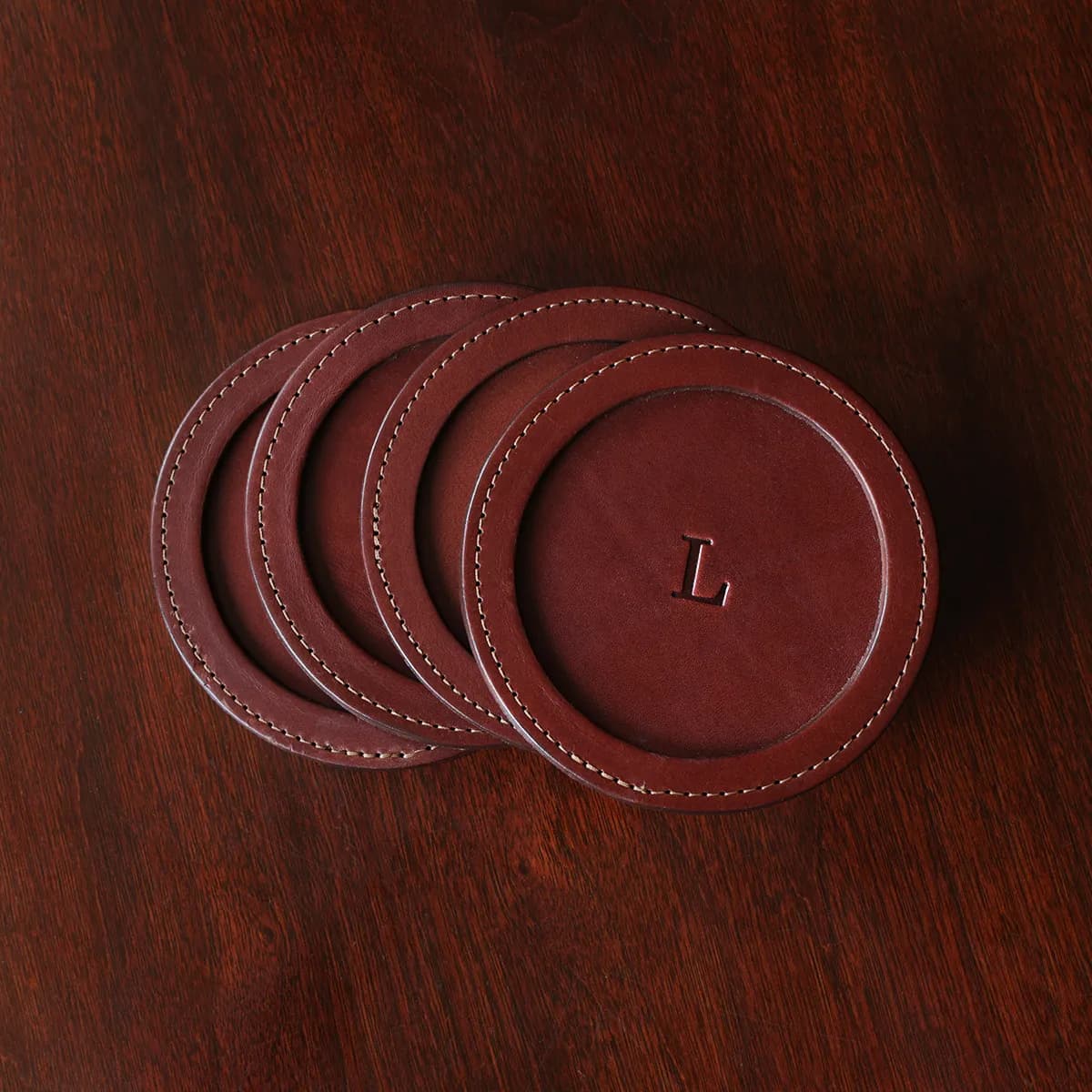 Leather Coasters – Vintage Brown – Set of 4