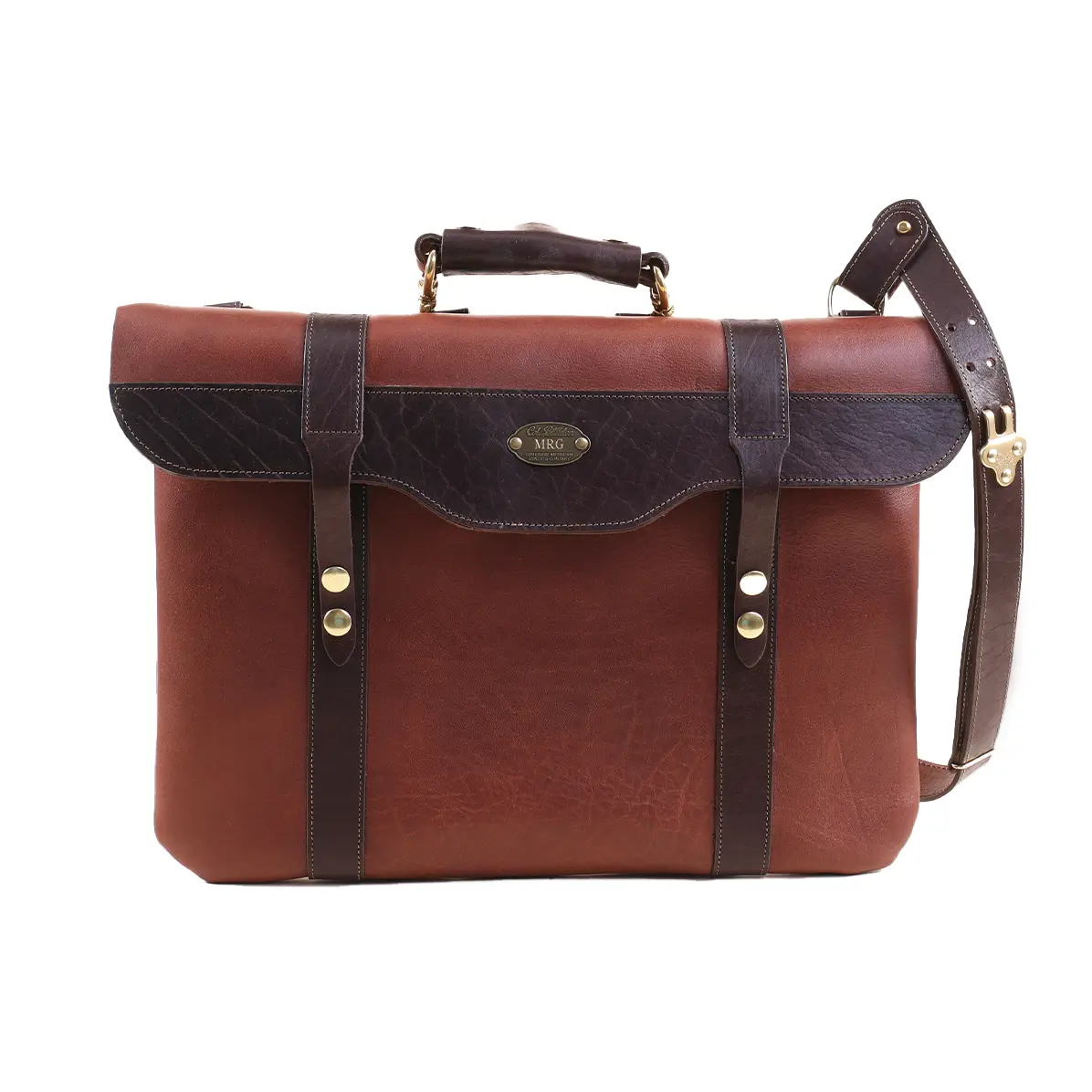 No. 7 Leather Laptop Briefcase – American Steerhide with American Buffalo Trim - thumbnail 2
