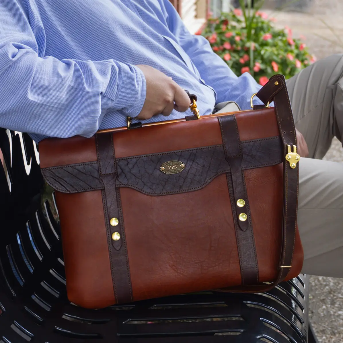 No. 7 Leather Laptop Briefcase – American Steerhide with American Buffalo Trim