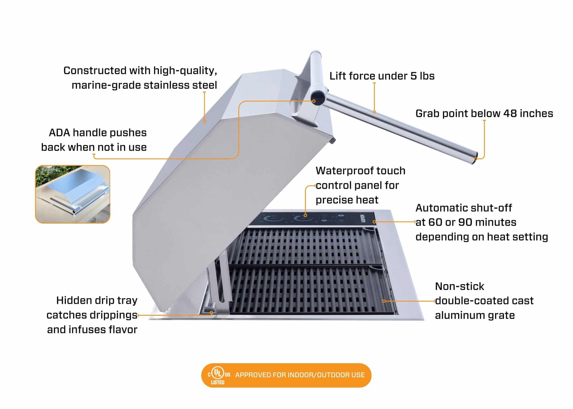 Texan Built-In Electric Grill with ADA Handle - thumbnail 2