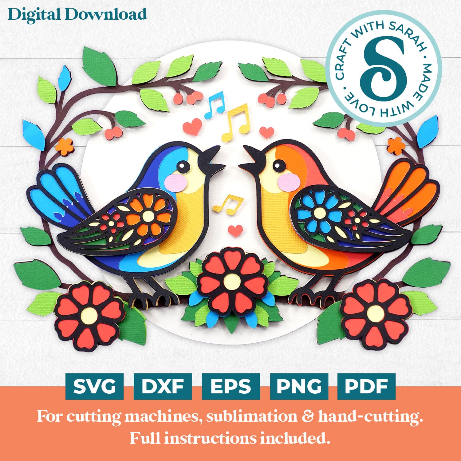 Folk Art Birds SVG