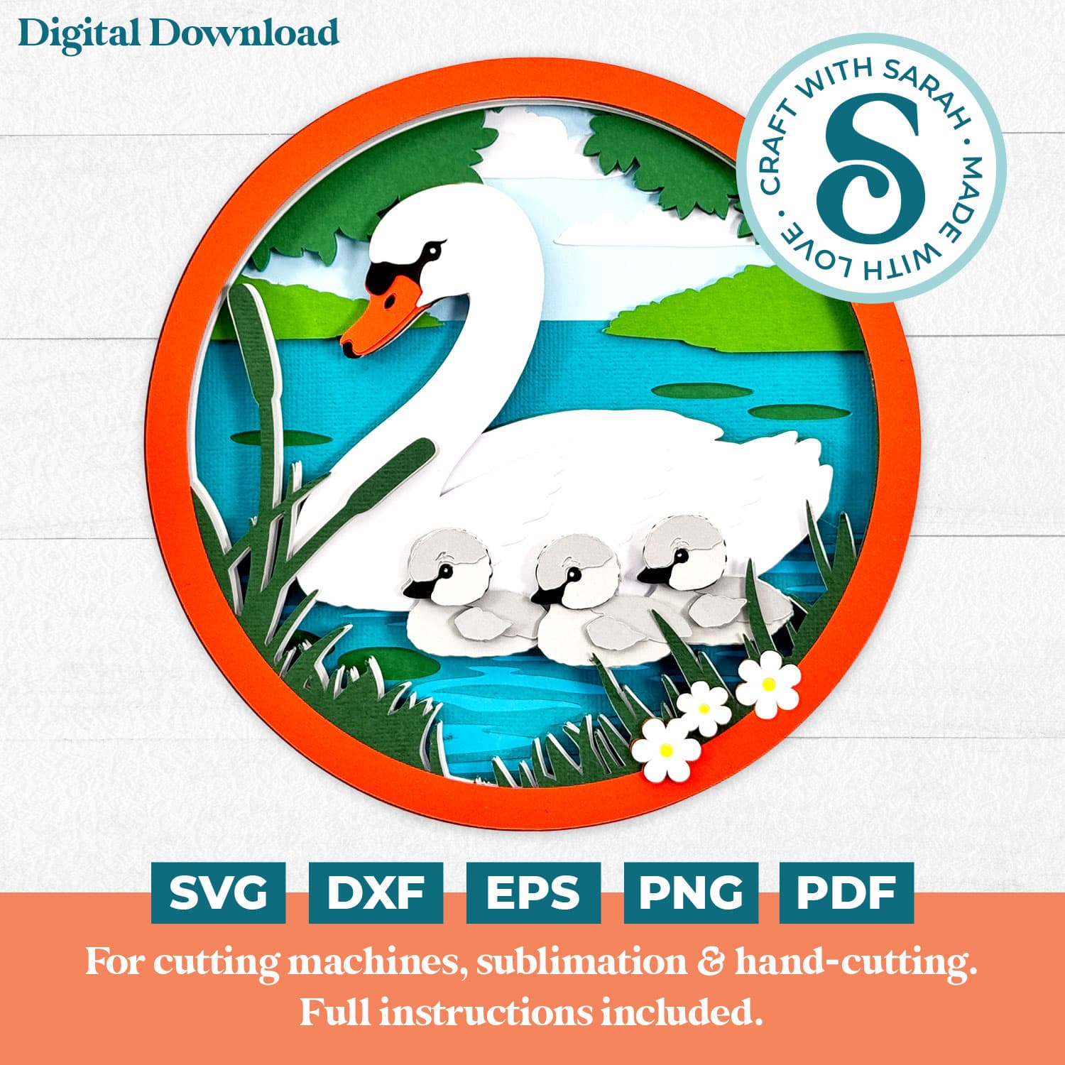 Swan with Cygnets SVG