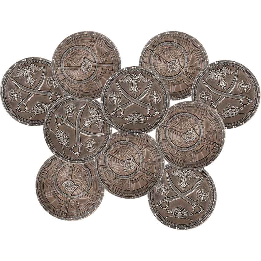 Set of 10 Silver Pirate LARP Coins