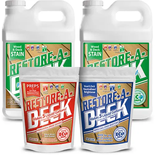 Restore-A-Deck Semi-Transparent Wood Stain 5 Gallons and Cleaner/Brightener Combo Kit