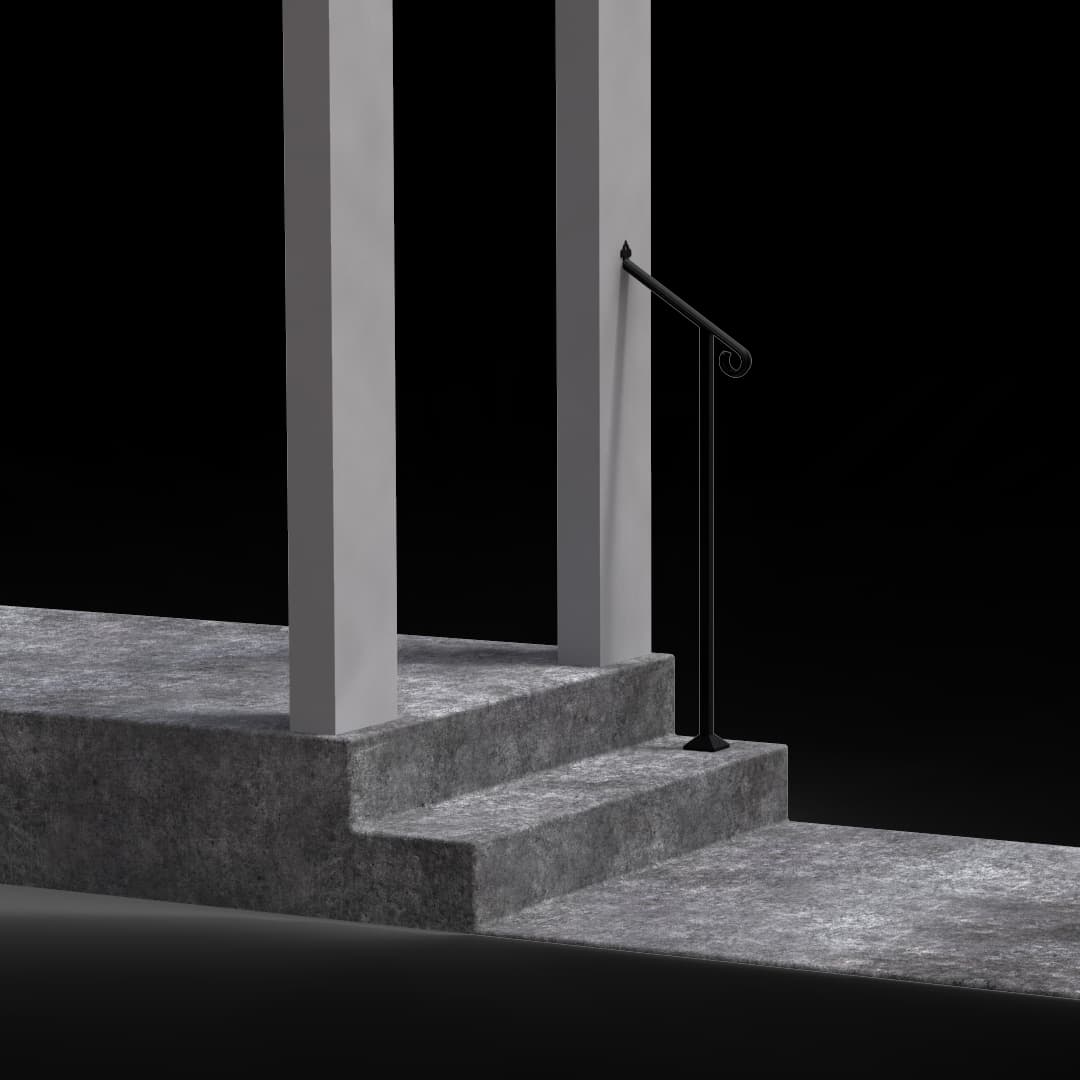 Door #1 Stand Alone Wrought Iron Handrail for Garage and Entryways