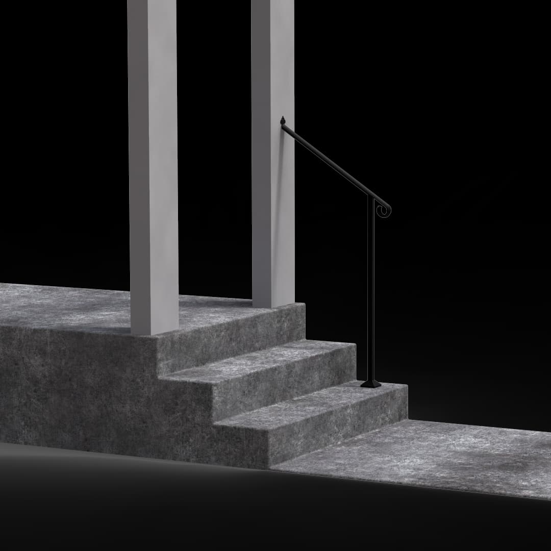 Door #2 Stand Alone Wrought Iron Handrail for Garage and Entryways