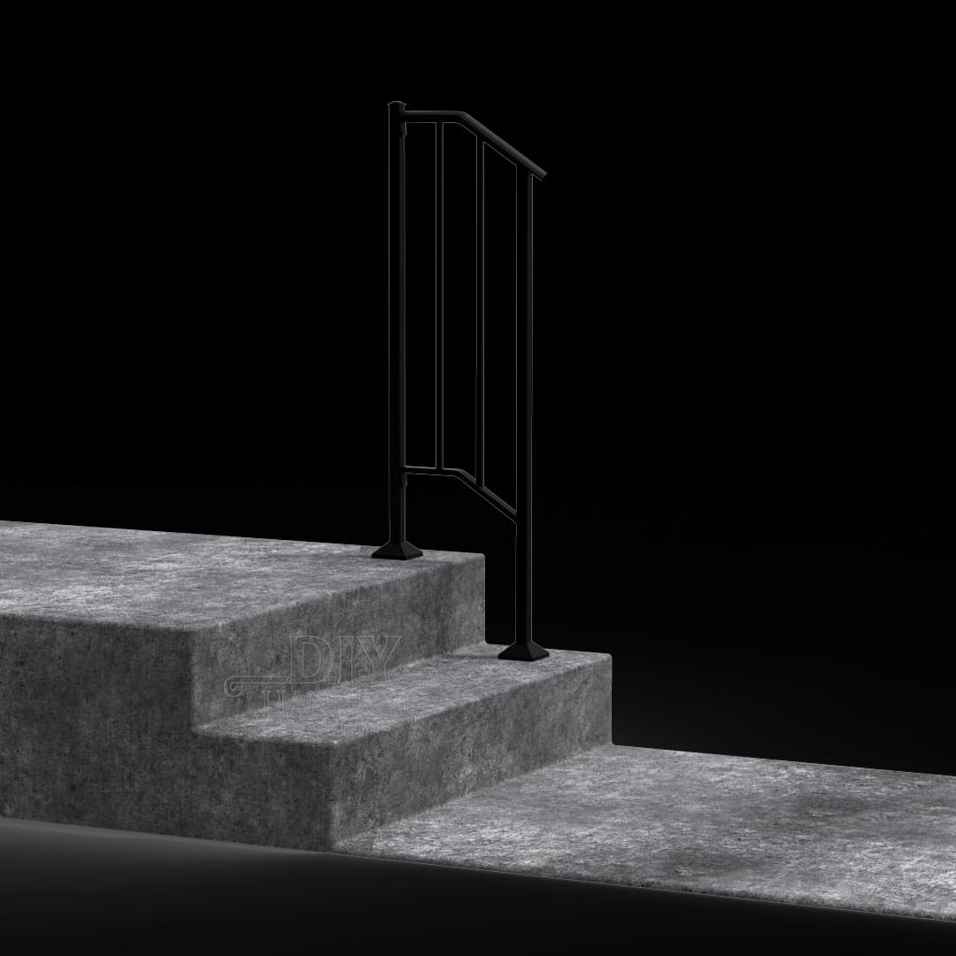 MidLine #1 – Wrought Iron Handrail Fits 1 or 2 Stairs – Handrail For Stairs and Porches
