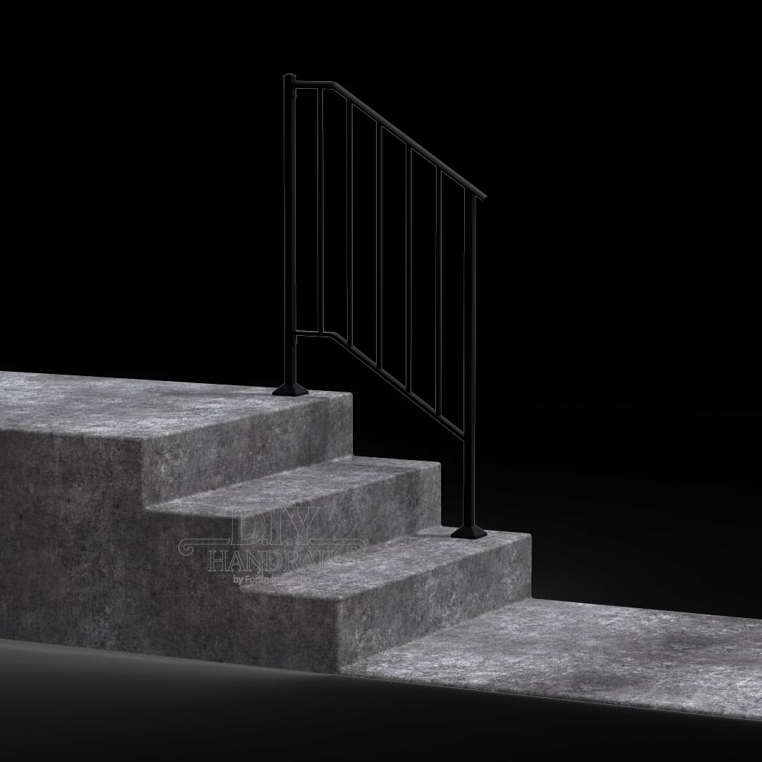 MidLine #2 – Wrought Iron Handrail Fits 2 or 3 Stairs – Handrail For Stairs and Porches