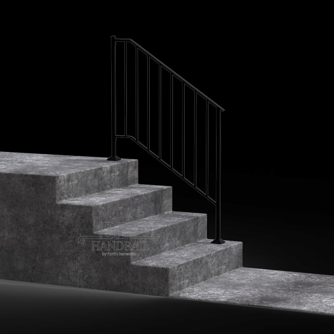 MidLine #3 – Wrought Iron Handrail Fits 3 or 4 Stairs – Handrail For Stairs and Porches