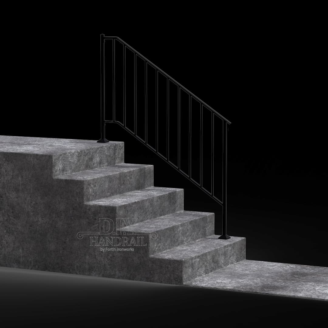MidLine #4 – Wrought Iron Handrail Fits 4 or 5 Stairs – Handrail For Stairs and Porches