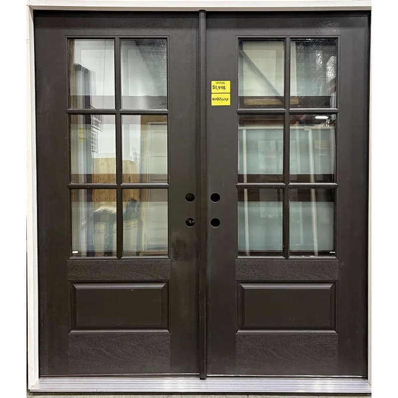 6/0 x 6/8 6-Lite Prefinished Fiberglass Double Door (Double bore on both doors)