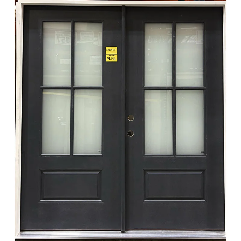 6/0 X 6/8 4-Lite Gray Fiberglass Frosted Double Door PJ RH