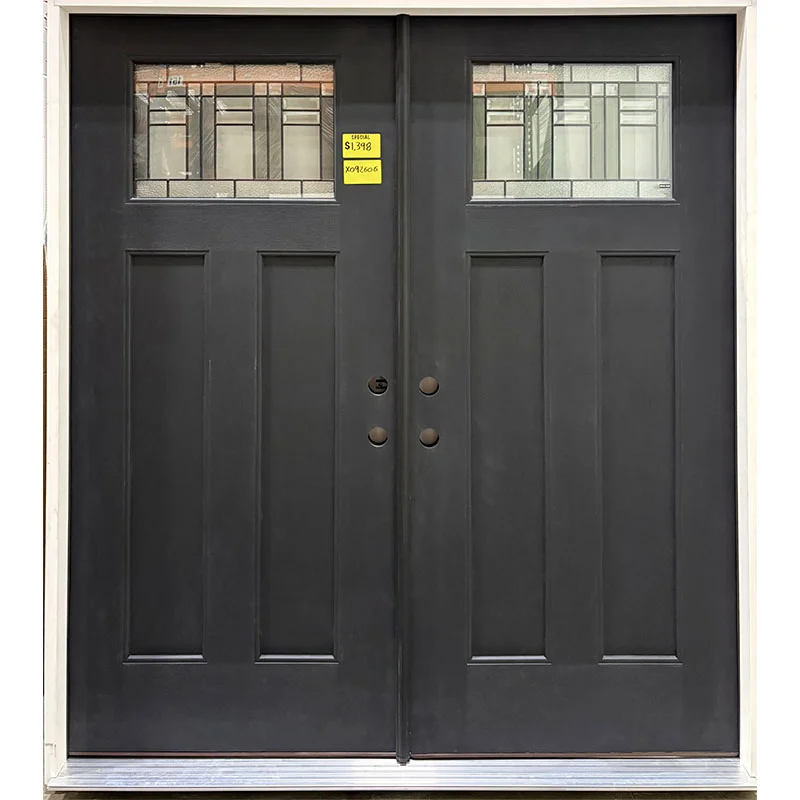 6/0 X 6/8 Black Fiberglass Craftsman Double Door (Bores on both slabs) PJ 2RH/1LH