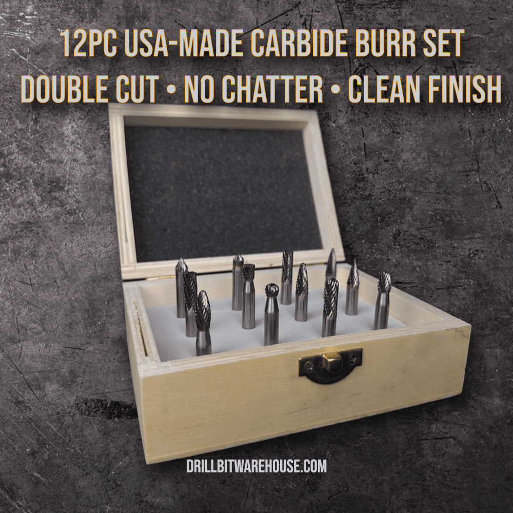1/4″ Carbide Rotary Burr Set – Double Cut 12pc - thumbnail 3