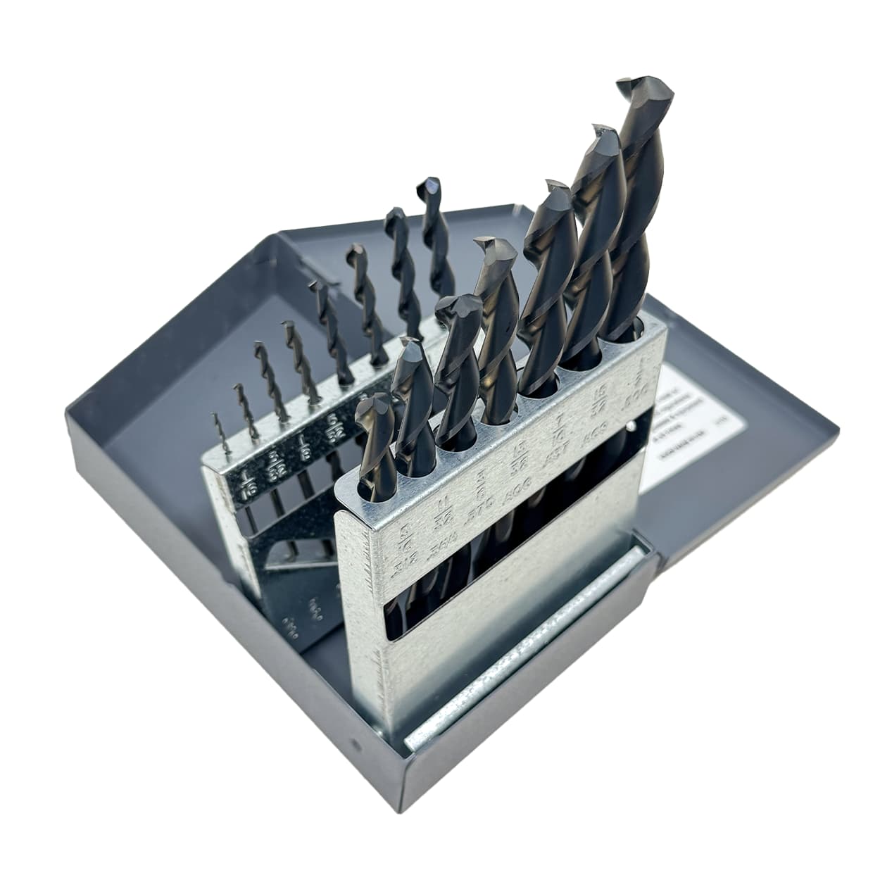 15pc Parabolic Drill Bit Set – Black Oxide, 1/16–1/2″
