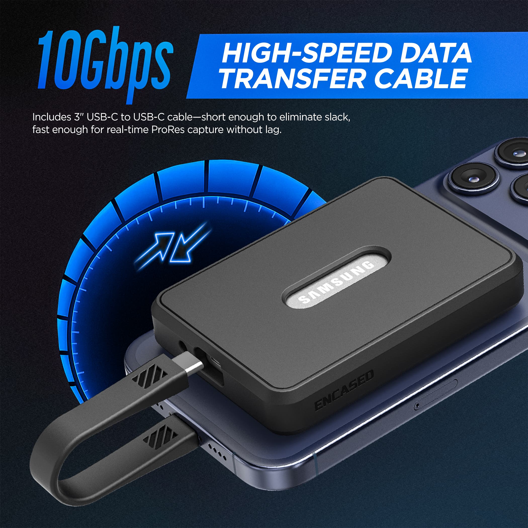 Samsung T7 Portable SSD Case with High Speed (10Gbps) USB-C Data Transfer Cable - thumbnail 3