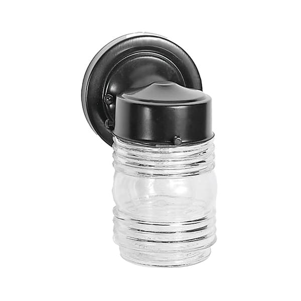 SATCO SF77-119B 6” 1-LIGHT BLACK WALL MOUNT MASON JAR FIXTURE WITH CLEAR GLASS