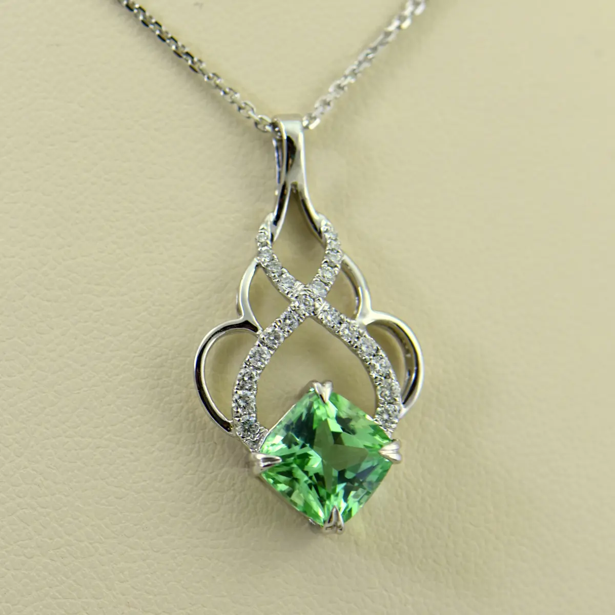 Mint Tourmaline &amp; Diamond Pendant
