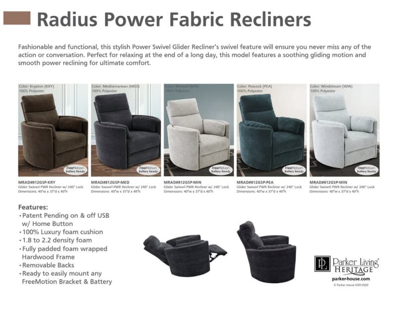 Radius – Windstream Power Swivel Glider Recliner - thumbnail 9