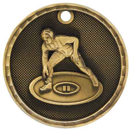 Wrestling 3D Antique Medal