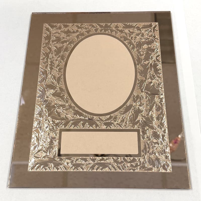 M81015 -Peach Mirror 8″ x 10″ Rectangle with Clear Center Oval/Rectangle