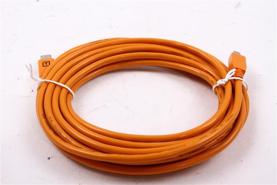Used Tether Tools TetherPro USB-C to 2.0 Mini-B 5-Pin, 15′ (4.6m), Orange - thumbnail 3