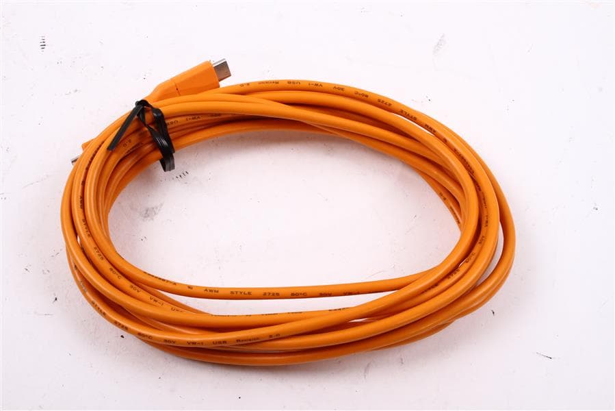 Used Tether Tools TetherPro USB-C to 2.0 Micro-B 5-Pin, 15′ (4.6m), Orange - thumbnail 3