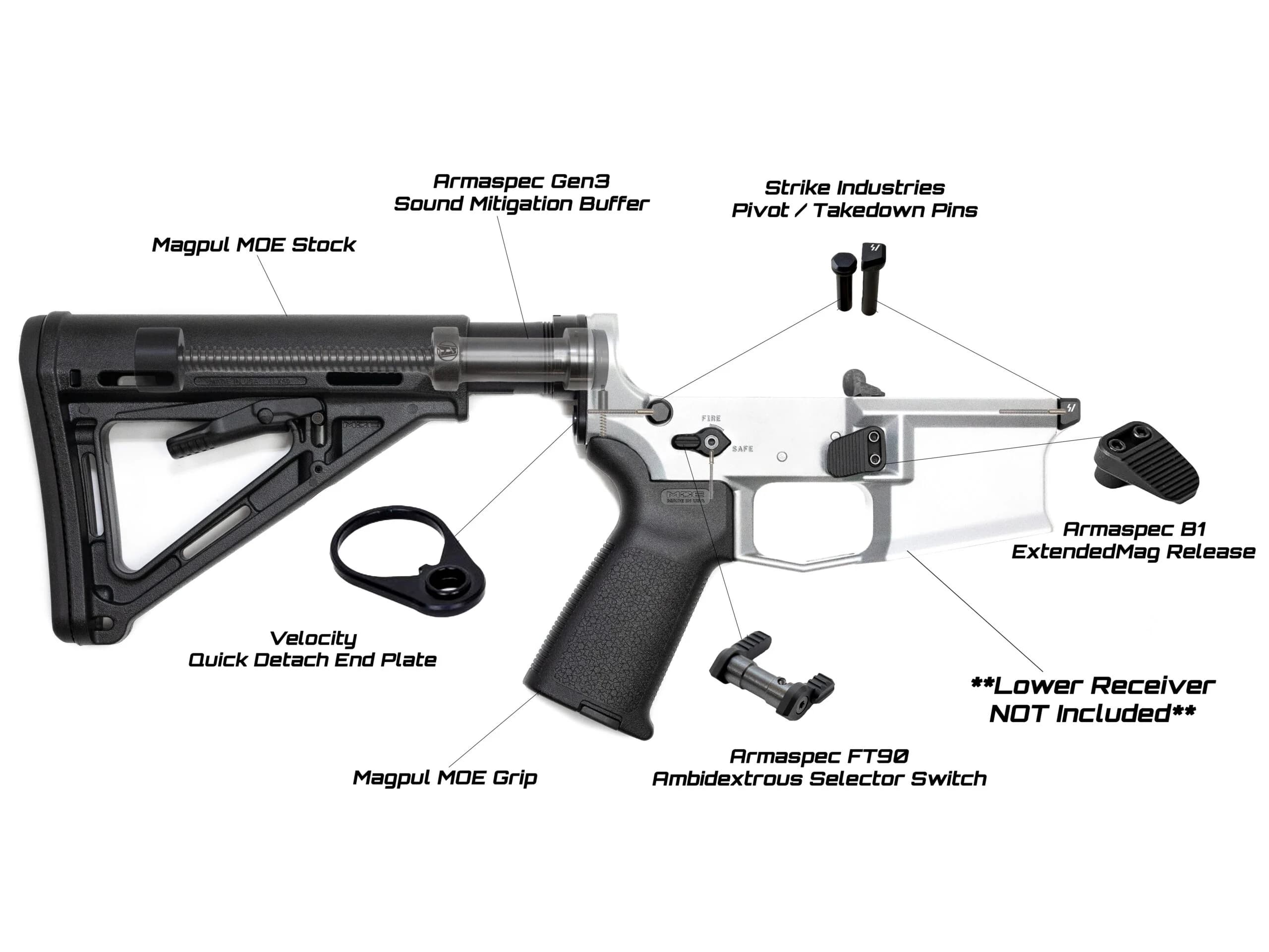 AR-15 Custom Lower Build Kit (No Trigger)