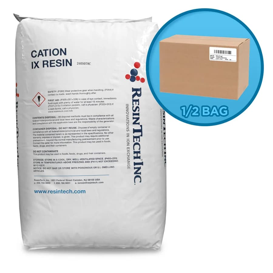ResinTech CG10, 10% Cation Softening Resin, 1/2 Bag (0.5 Cu Ft)