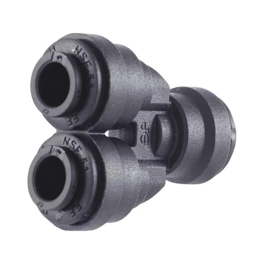 John Guest 1/4″ Y-Fitting, 2 Way Divider (Black Polypropylene)