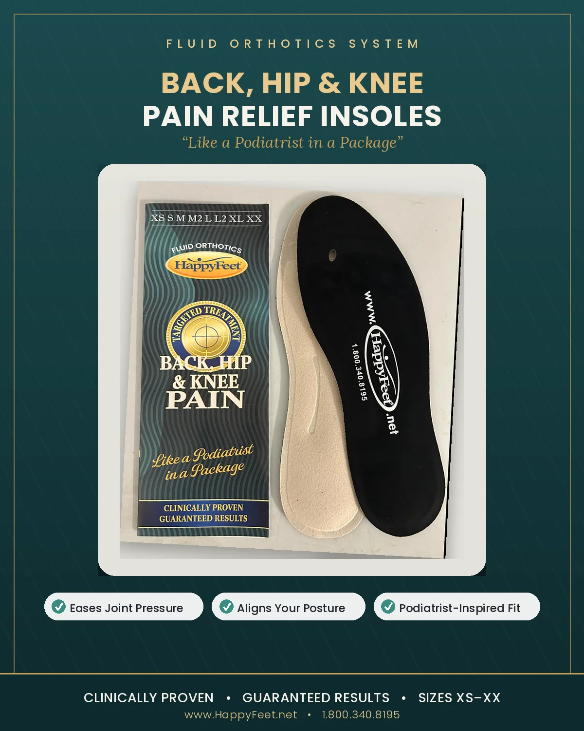 Fluid orthotics Happy Feet therapeutic massaging insoles