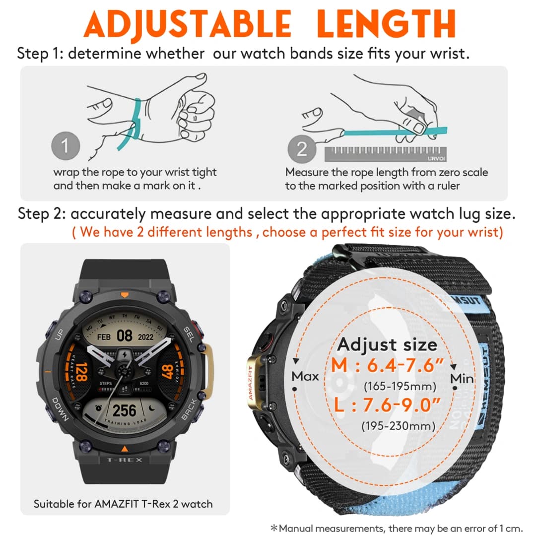 Orange Rainbow Rugged Nylon straps for Amazfit TRex - thumbnail 4