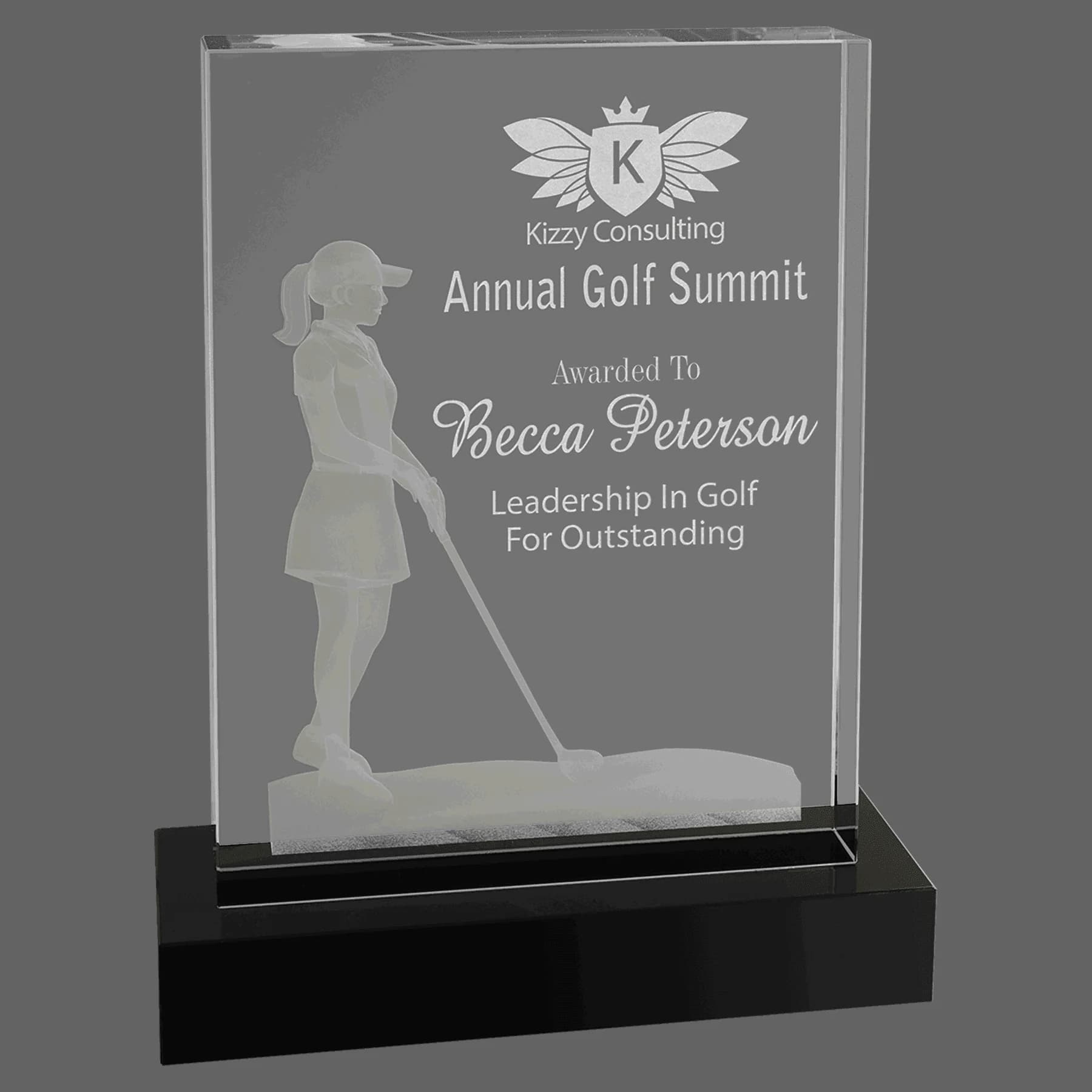 Female Golf Crystal Trophy - thumbnail 2