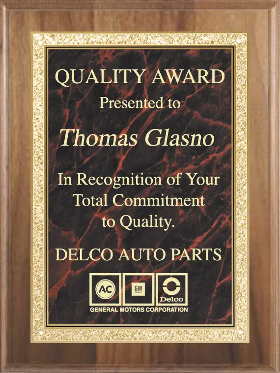 Red Marble Walnut Plaque