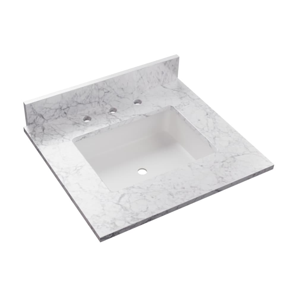 Tuscany Carrara White Marble Vanity Top 24.5 with Backsplash and Sink