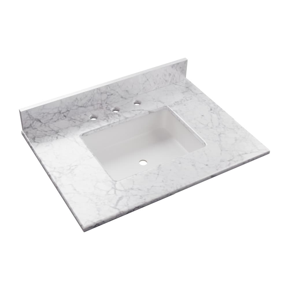 Tuscany Carrara White Marble Vanity Top 30.5 with Backsplash and Sink