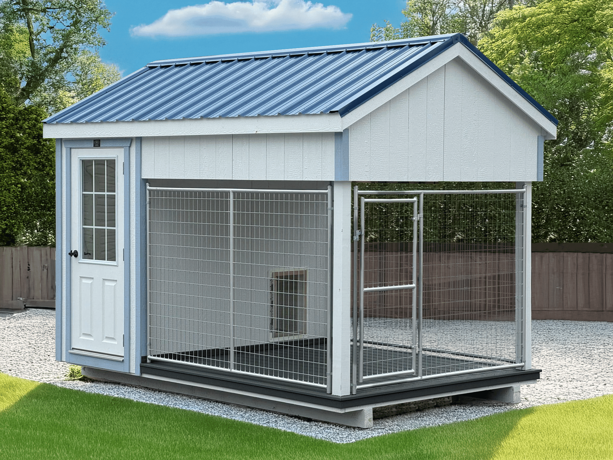 8×12 One Box Kennel – Gallery Blue Metal Roof – Located in Atglen, PA