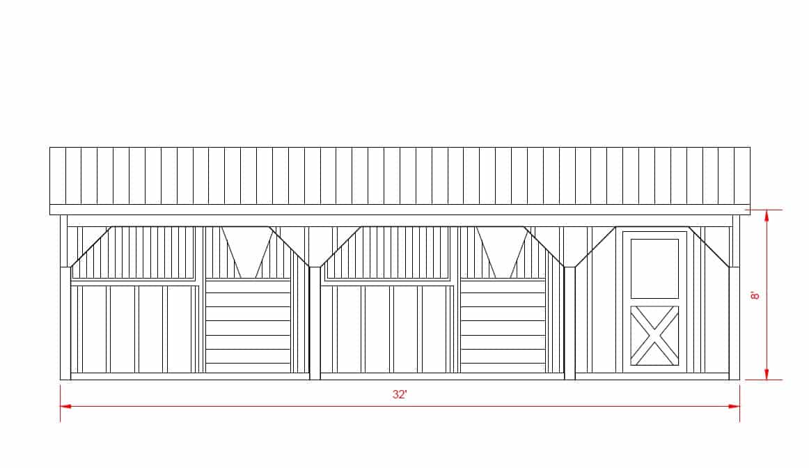 12×32 Shed Row Barn with 10′ Overhang – Located in Aiken, SC!