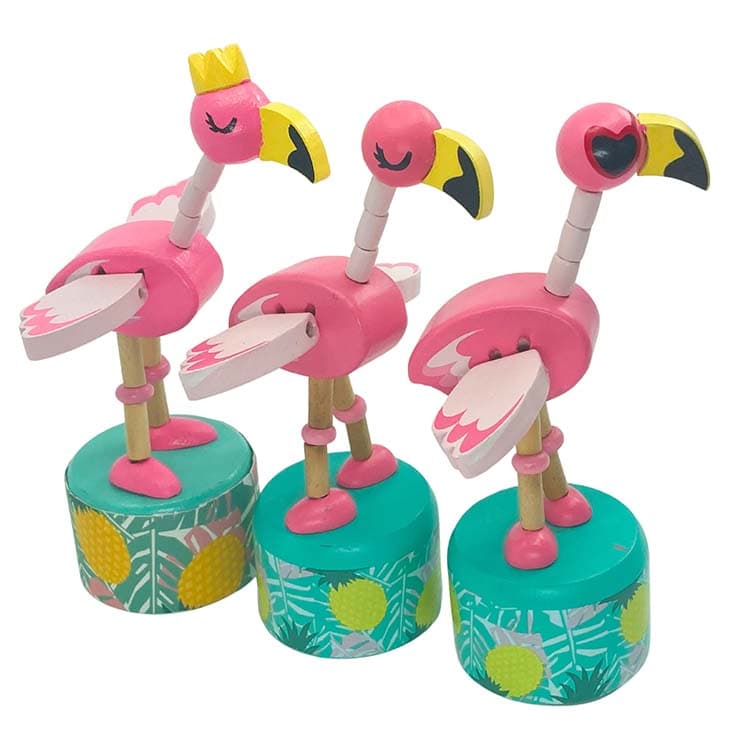 Wooden Flapping Flamingo Push-Up Toy