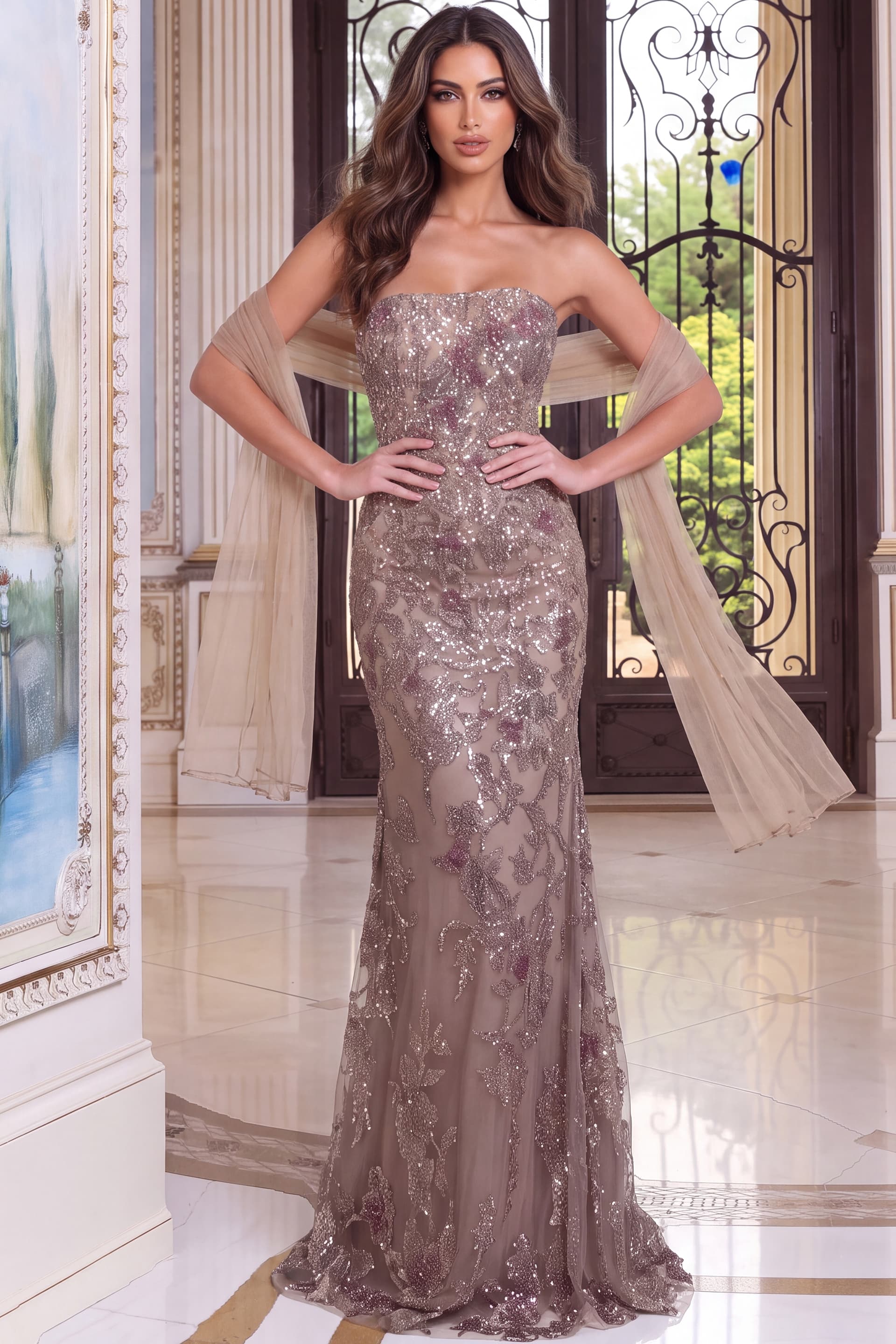 Sequin Mermaid Evening Gown 53381 - thumbnail 4