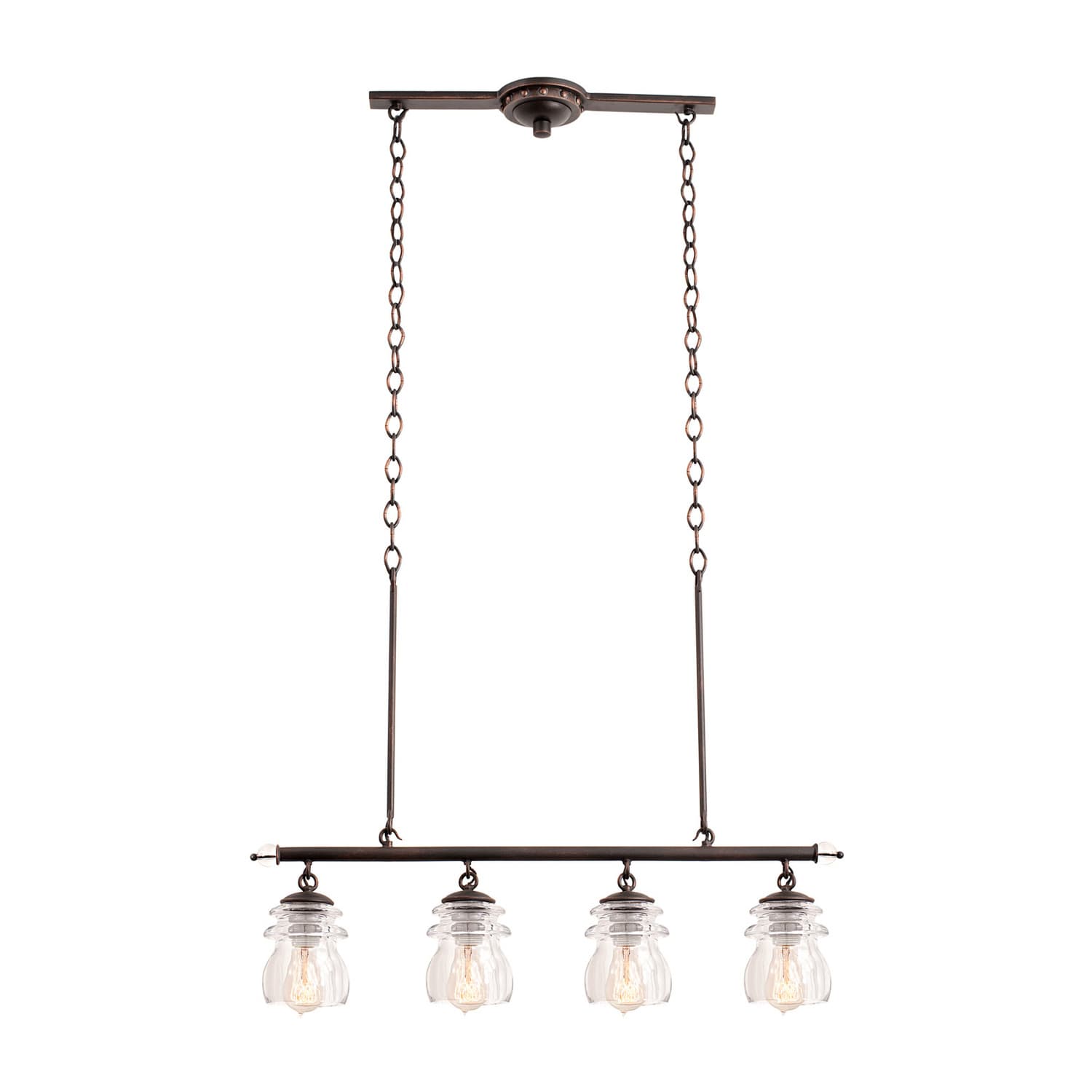 Brierfield 4 LT Antique Copper Linear Pendant Kalco