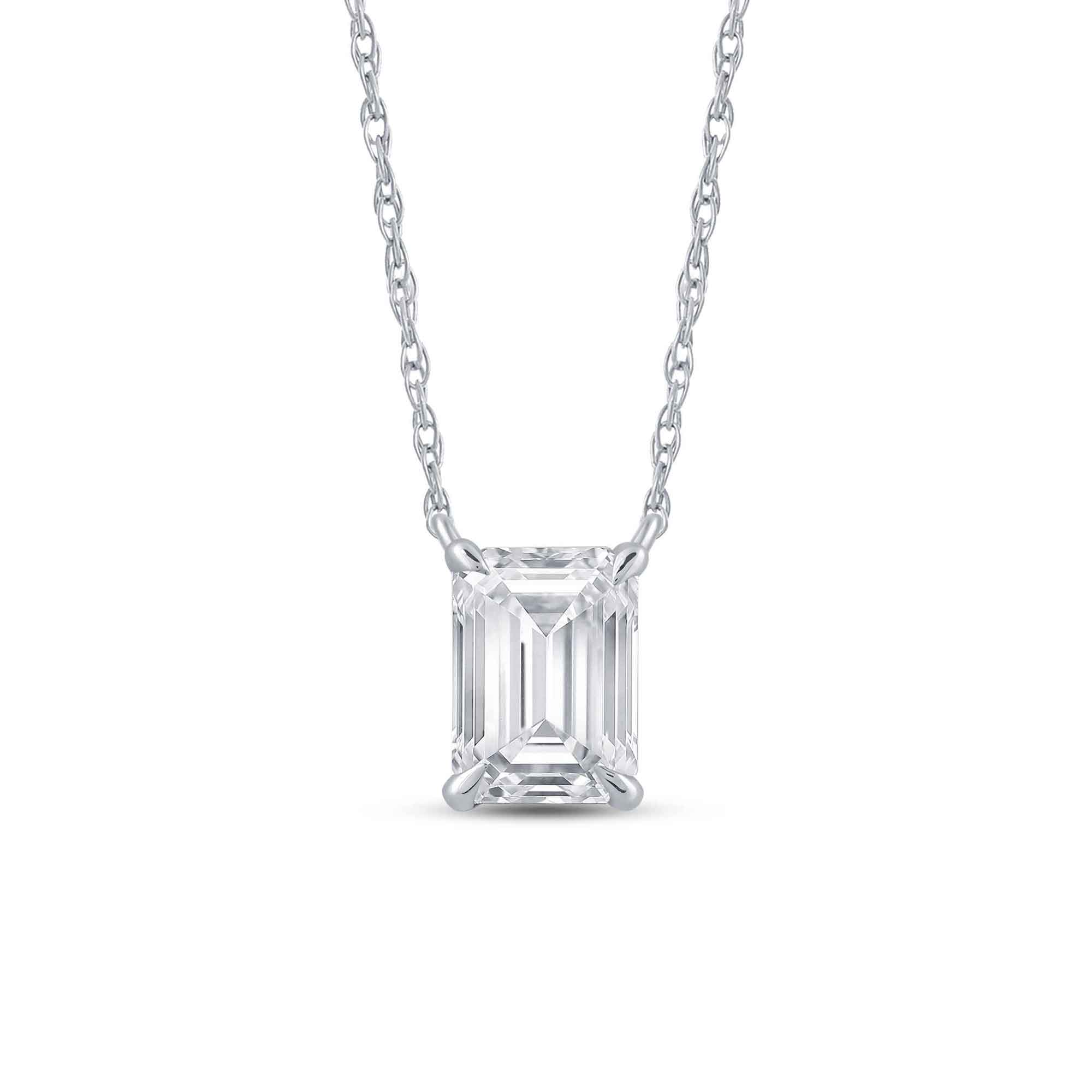 Floating Lab Diamond Solitaire Necklace with Sterling Silver chain - thumbnail 9