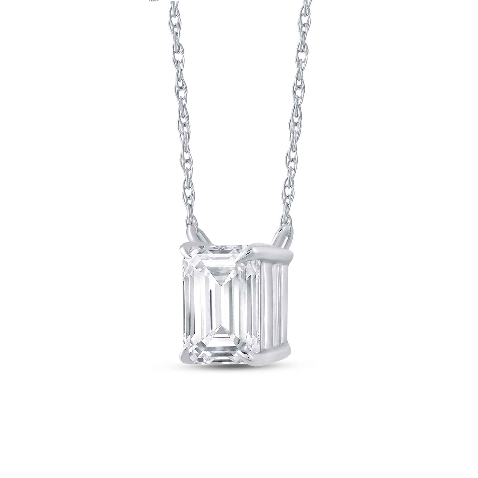 Floating Lab Diamond Solitaire Necklace with Sterling Silver chain - thumbnail 10