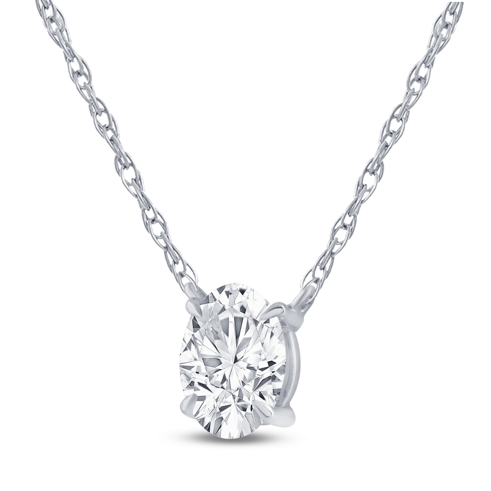 Floating Lab Diamond Solitaire Necklace with Sterling Silver chain - thumbnail 2
