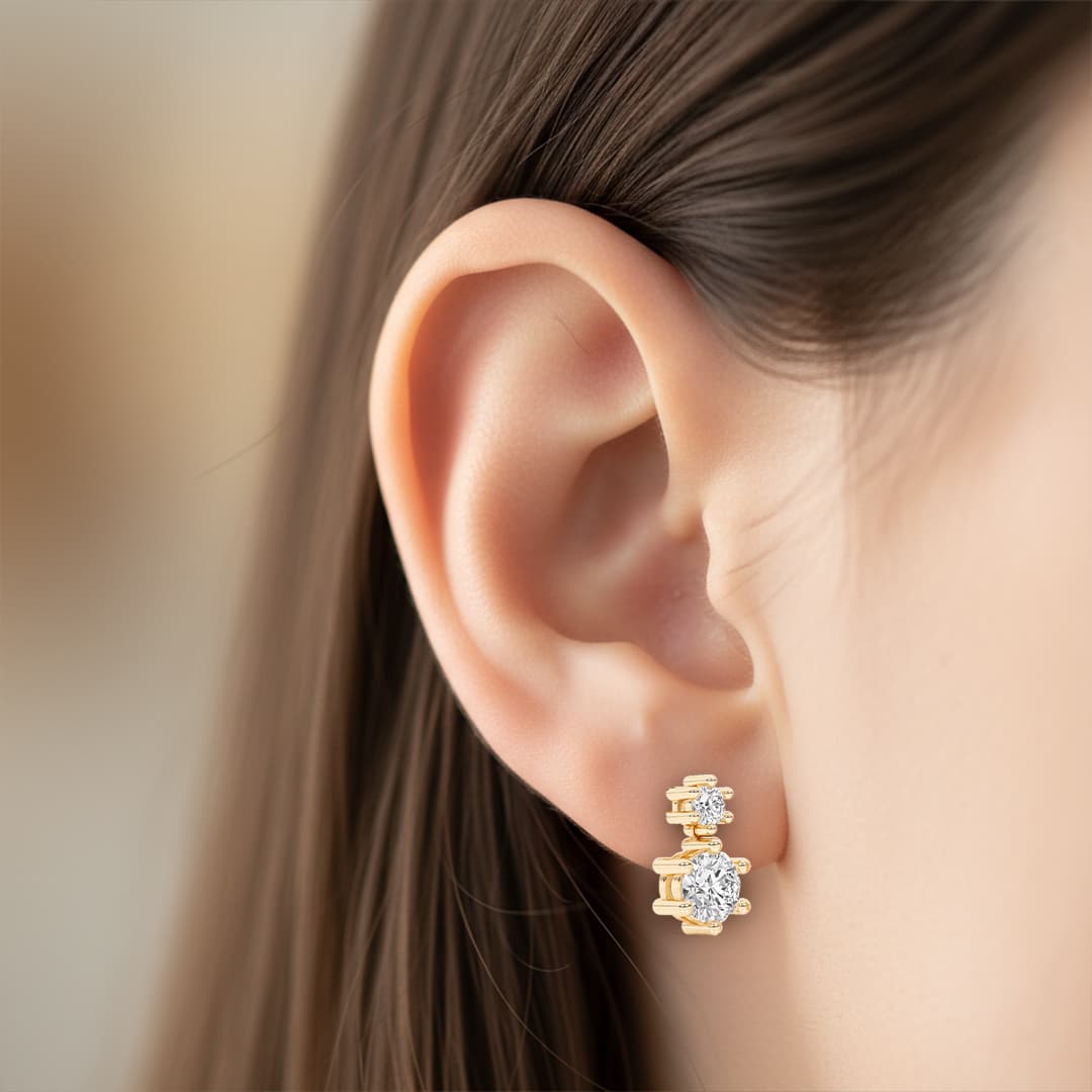 Duo Drop Lab Grown Diamond Earrings - thumbnail 7