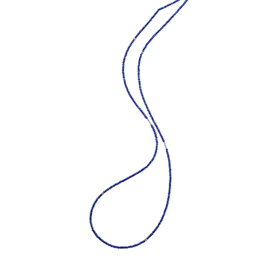 Nerina Sterling Silver and Lapis Lazuli Beads Long Necklace - thumbnail 3