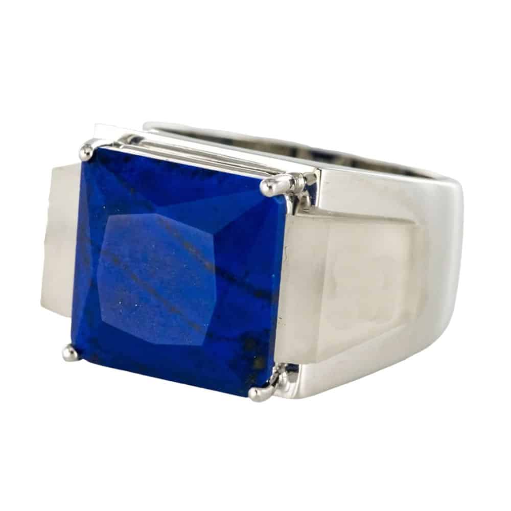 Draxon Sterling Silver and Lapis Lazuli Square Cabochon Ring - thumbnail 2