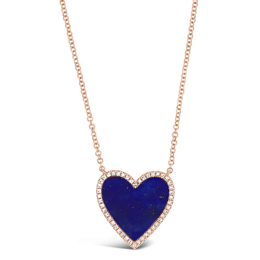 Anavielle Lapis Lazuli and Man-Made Diamonds 18K Gold Heart Necklace